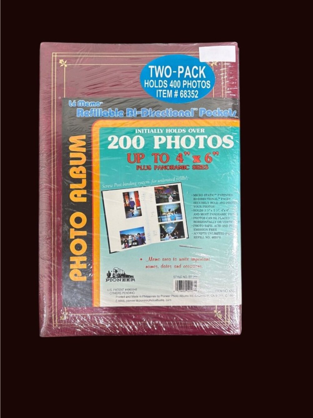 Two-Pack Burgundy Pioneer Photo Albums Holds 400 Photos Total Refillable Bi-Dire